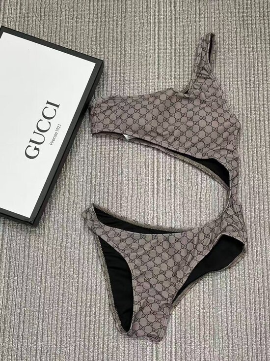 Gucci. Other - Gucci Grey GG Monogram Cutout One Piece Swimsuit Designer Resort Bathing Suit